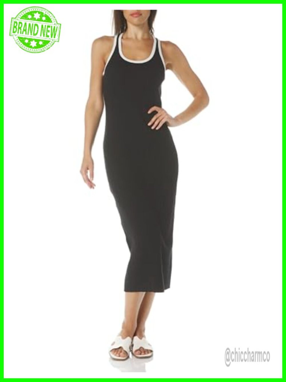 Sweaty Betty Rib Tank Midi Dress Slim Fit Racerback Casual Summer